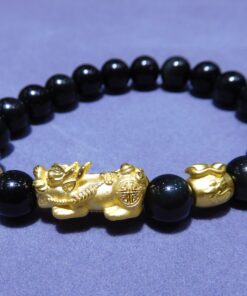 Obsidian with Pixiu, lucky bag & money bead
