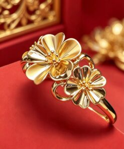 3D足金花開富貴手鈪