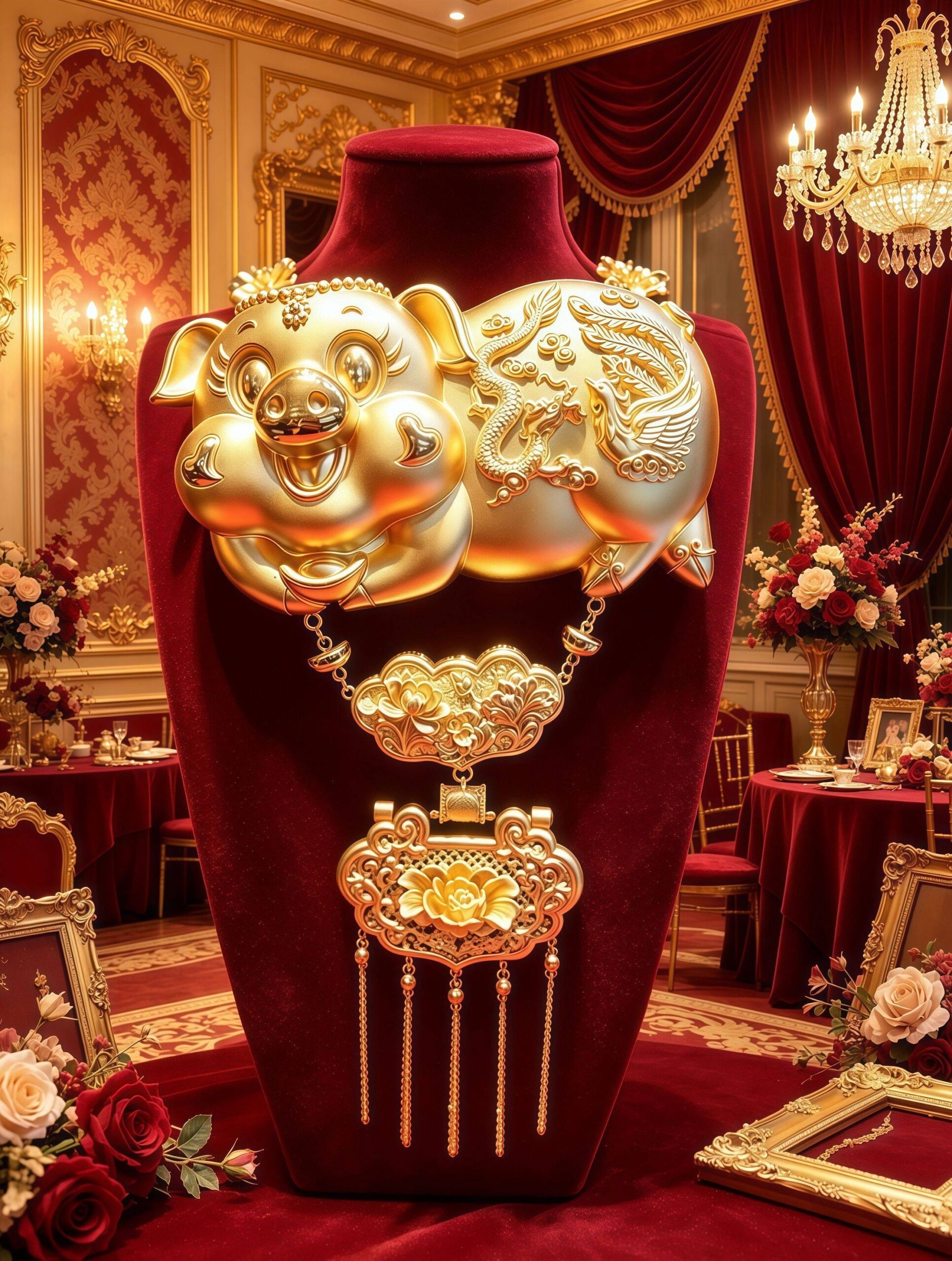 諸事圓滿 3D足金婚慶黃金金豬牌項鍊 - Image 5