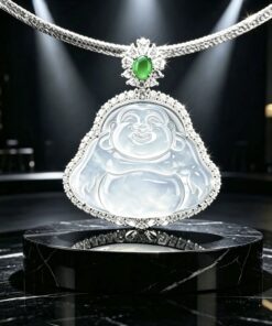 Alternative view of 慈容映輝  18K金鑲嵌高冰種翡翠彌勒佛公吊墜