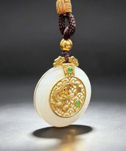 Alternative view of 龍騰平安      和田玉金鑲玉平安扣吊墜